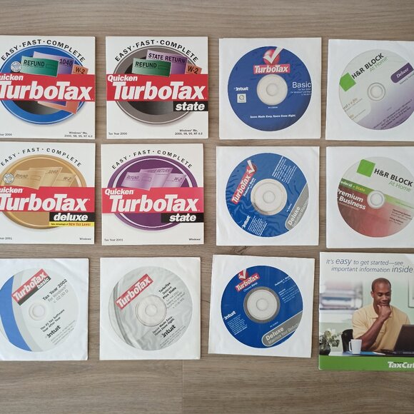 TurboTax vtg 2000, 2001, 2002, 2003, 2004, 2006, 2007, H&R 2010, H&R 2011 - Picture 1 of 7